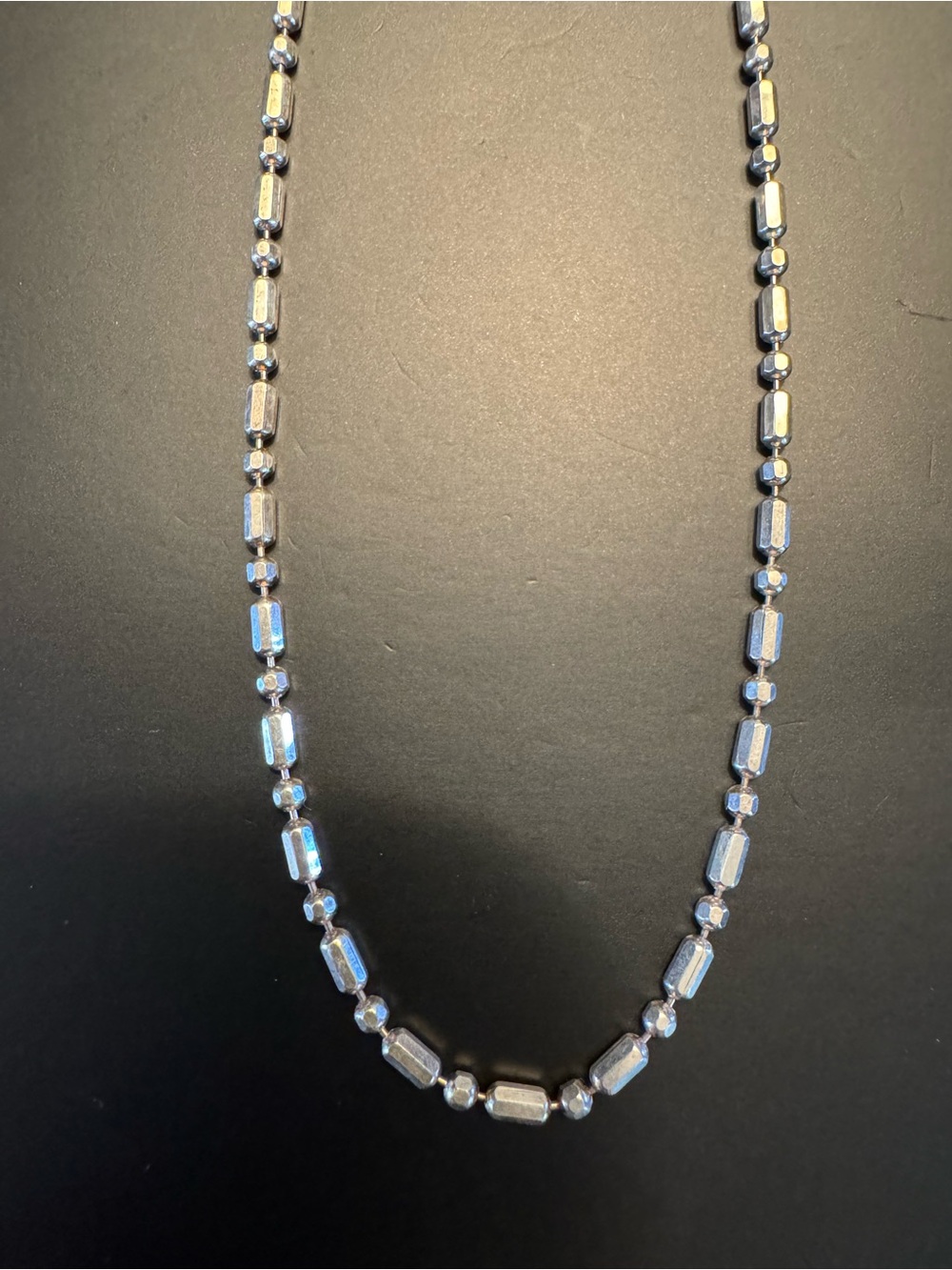 Sterling Silver 30” Circle Dash Faceted Bead Station Necklace